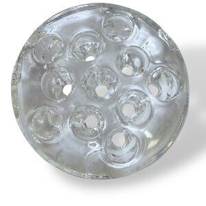 Vintage Glass Floral Frog Clear 3" for Flower Arranging 11 Hole Sections